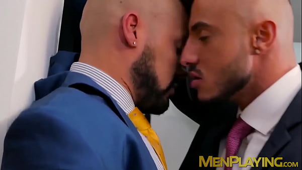 Bearded stud bends over and takes dick in his tight hole