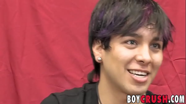 Gorgeous twink Aiden Page wanking big cock after interview