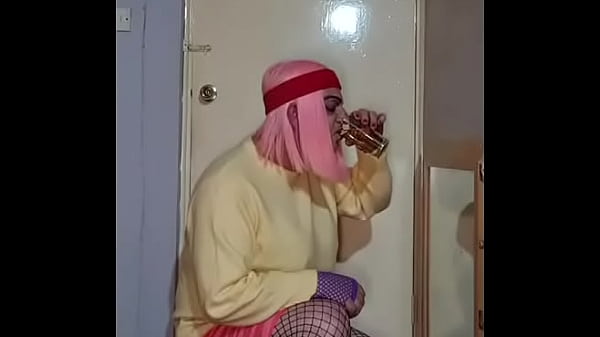 crossdressing sissy really wants to swallow another mans pee on cam