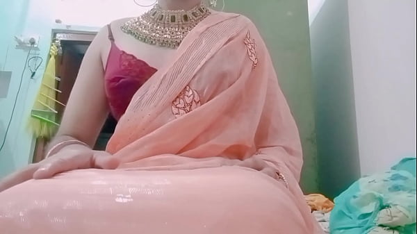 Indian Gay Crossdresser Bottom Gaurisissy milking her big boobs and fingering in her big ass in cream silky saree with heavy jwellery real xxx sex