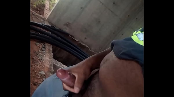 Having a secret sex at the construction site while colleagues work