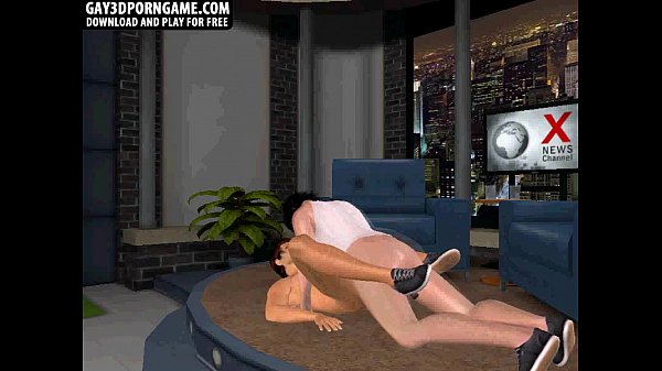 性感 3D 帅哥在电视演播室里肛交